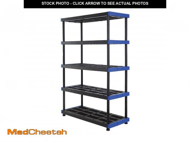 Lot 74-12406453 - (ONE BROKEN PIECE) Hart 5-Shelf Plastic Storage Shelf, 48" W x 20" D x 72" H, Holds up to 1000 lb To...