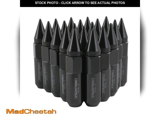 Lot 74-13544438 - JDMSPEED New Black 20PCS M12X1.5 Cap Spiked Extended Tuner 60mm Aluminum Wheels Rims Lug Nuts - UNUS...