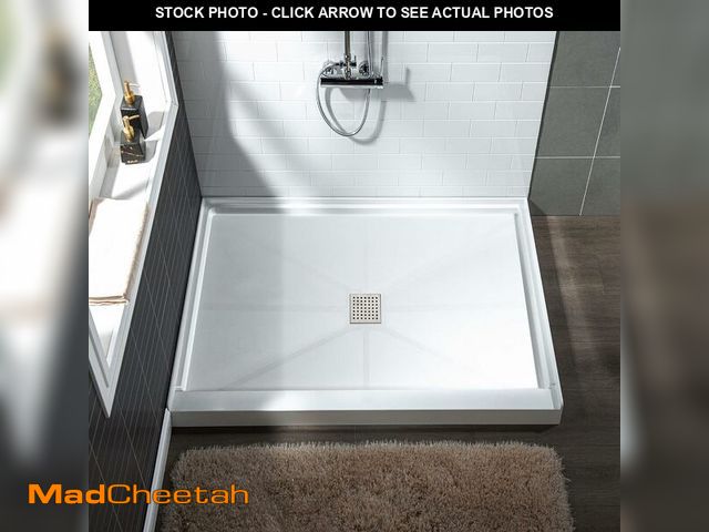 Lot 74-13844938 - WOODBRIDGE Solid Surface Shower Base with Recessed Trench Side Including Brushed Nickel Linear Drain...