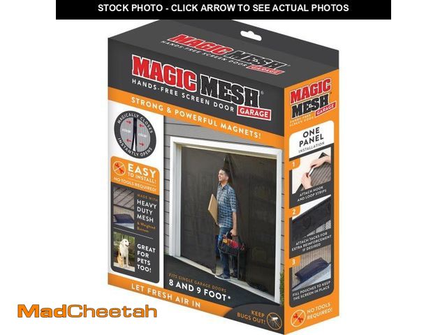 Lot 74-12117745 - Magic Mesh Garage Door Screen, Black | Magnetic Closure, Breezy Net, Mosquito &amp; Bug Screen for S...