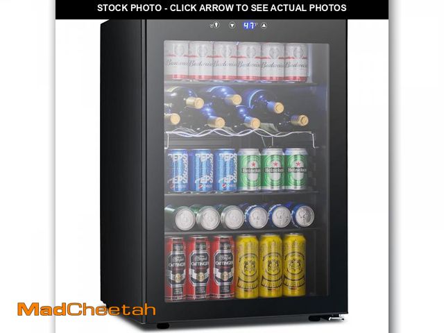 Lot 74-12516009 - 4.4 Cu.ft Beverage Refrigerator Cooler, 145 Can Mini Fridge Glass Door with Adjustable Shelves, Digi...