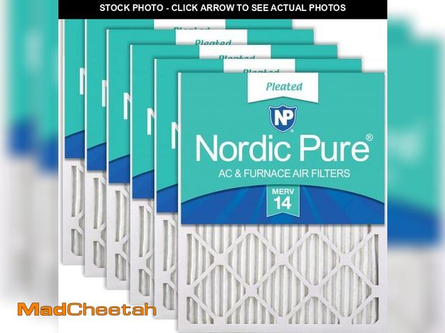 Lot 74-12367708 - Nordic Pure 24x24x1 (23 3/8 x 23 3/8 x 3/4) Pleated MERV 14 Air Filters 6 Pack - UNUSED