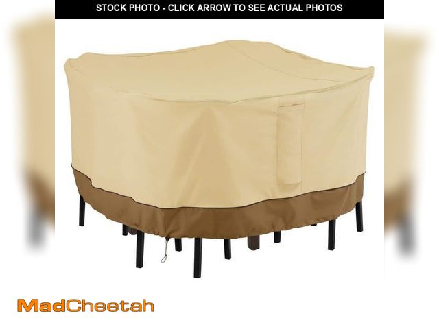 Lot 74-12584569 - Classic Accessories Veranda 66 in. L x 66 in. W x 34 in. H Square Outdoor Patio Bar Table and Chair ...