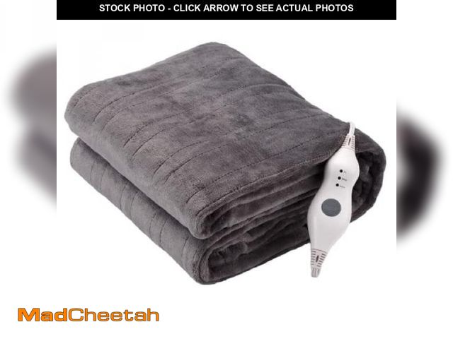 Lot 74-12332488 - Tefici Electric Heated Blanket Throw, Super Cozy Soft 2-Layer Flannel 50" x 60" Heated Throw with 6 ...