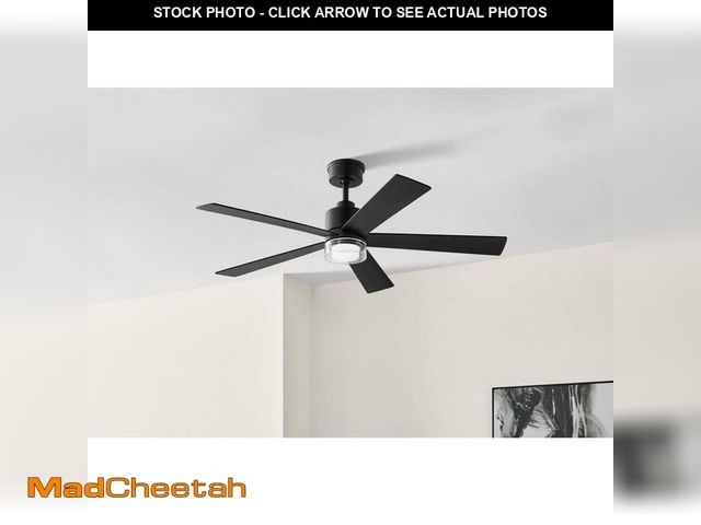 Lot 74-12559135 - Hampton Bay Bynum 52 in. Smart Indoor DC Motor Matte Black Ceiling Fan with Adjustable White LED and...