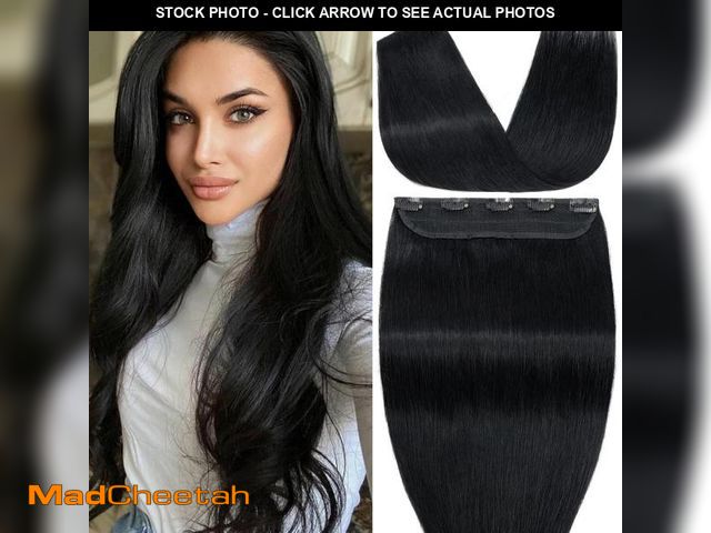 Lot 74-10972718 - S-noilite One Piece Clip in Hair Extensions Real Human Hair One Piece/5 Clips 3/4 Full Head-Thicker ...