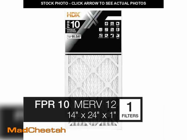 Lot 74-14593551 - HDX 14 in. x 24 in. x 1 in. Premium Pleated Air Filter FPR 10, MERV 12 HDX1P10-011424 - UNUSED