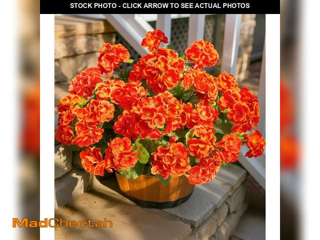 Lot 74-14266942 - Fake Geraniums Artificial Flowers for Outdoors Fall Autumn Decoration, 6 Bundles Silk Geraniums UV R...