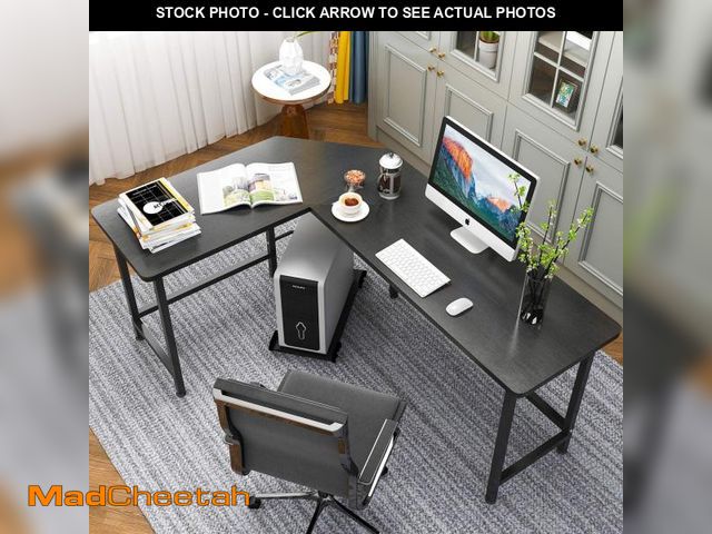 Lot 74-12513263 - Ktaxon 66" Wood L-Shaped Computer Gaming Desk Corner PC Latop Table Study Office Workstation Black -...