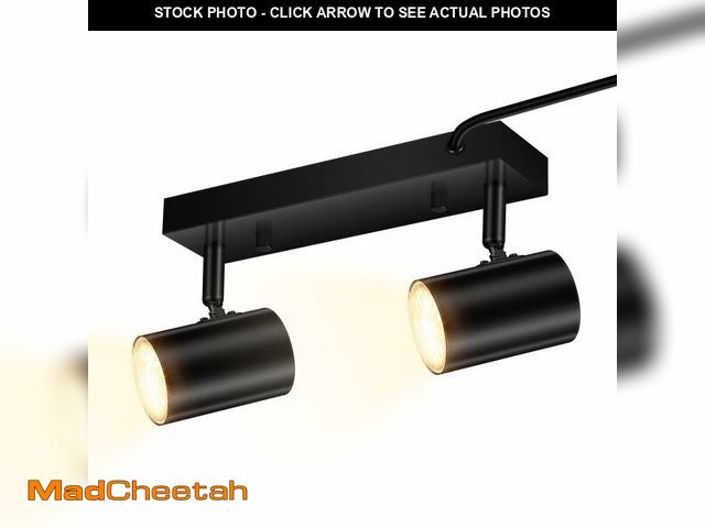 Lot 74-14264711 - AUQUEE 2 Light Track Lighting Kit,Black 2 Way Modern Plug in Ceiling Spotlight,Industrial LED Wall L...