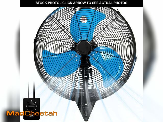 Lot 74-12767874 - 24â Wall Mount Fan 8000 CFM High Velocity Industrial Heavy Duty Fan with 3-Speed Oscillating Comme...