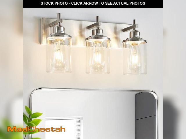 Lot 74-12309116 - Lanhall 3-Light Brushed Nickel Bathroom Light Fixture Over Mirror Modern Bathroom Vanity Light Vinta...
