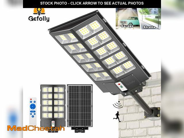 Lot 74-12781601 - Gefolly 11500W Solar LED Street Light with Motion Sensor, Outdoor Dusk to Dawn Security Floodlight -...