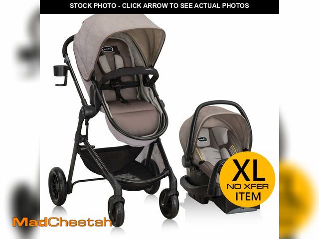 Lot 74-12569535 - Evenflo Pivot Modular Travel System with LiteMax Infant Car Seat with Anti-Rebound Bar (Desert Tan) ...