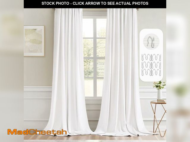 Lot 74-14050614 - MIULEE Pure White Back Tab Blackout Curtain 96 Inch Long 2 Panels Set for Bedroom, Rod Pocket/Pinch ...