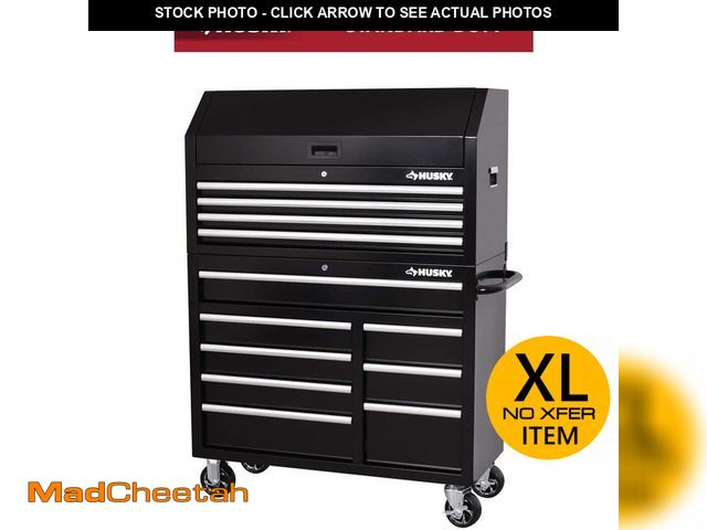Lot 74-12894444 - Husky Tool Storage 42 in. W x 18 in. D Standard Duty Black Tool Chest Combo - UNUSED