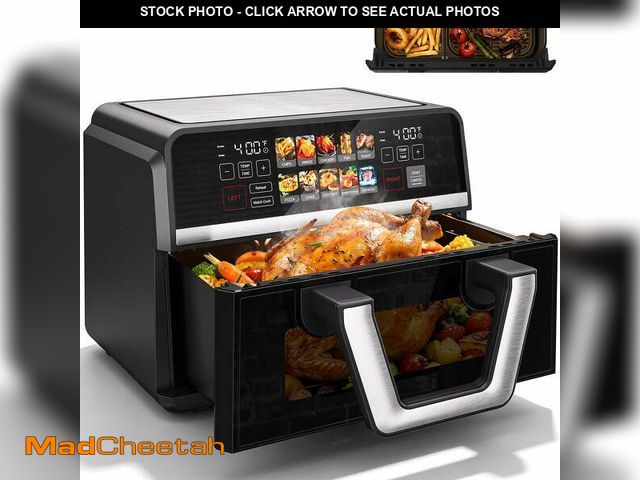 Lot 74-14368951 - 11QT Dual Basket Air Fryer Oven, Digital Control, Clear-View Window, Versatile Air Fryer for Roastin...