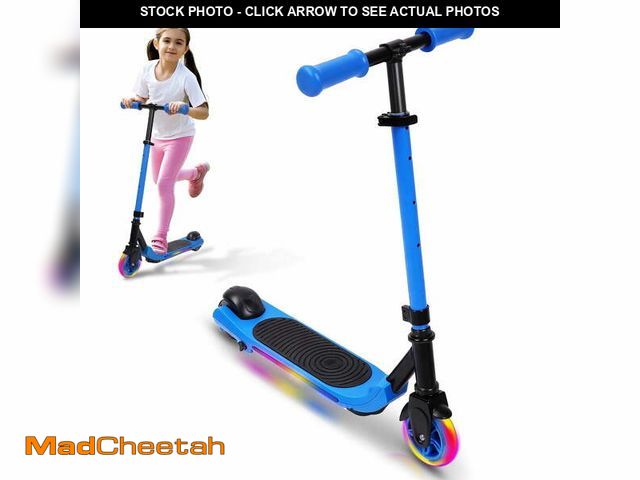 Lot 74-13061033 - Electric Scooter for Kids Ages 6-12, Blue Powered E Scooter with Colorful LED Lights, Foldable Elect...