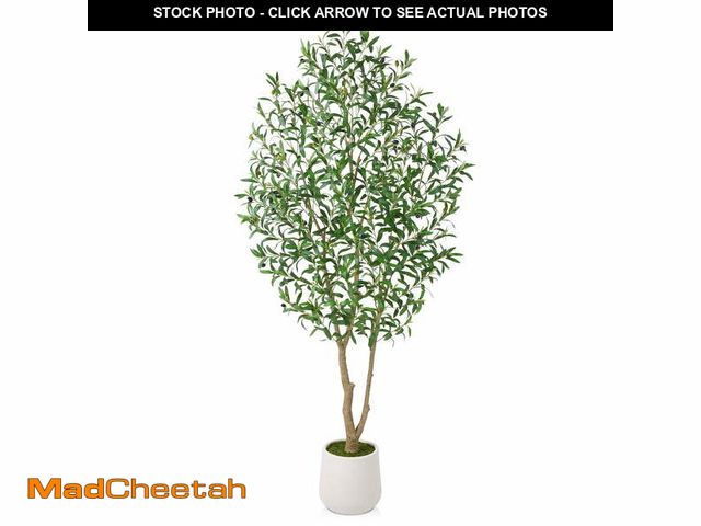 Lot 74-14351724 - DR.Planzen 7ft Dense Artificial Olive Tree - Faux Olive Plant for Indoor &amp; Outdoor Decor - Adjus...