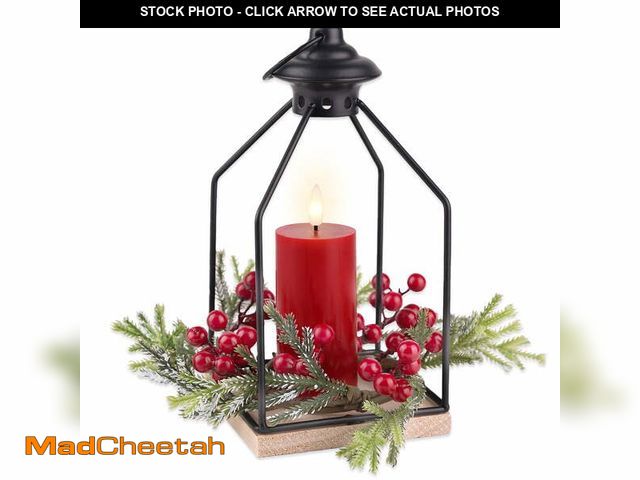 Lot 74-12833754 - Rhytsing Christmas Table Centerpieces, H10 Inches Decorative Lantern with Real Wax Red LED Flameless...
