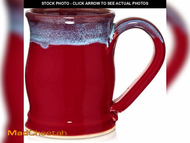 Lot 74-13966482 - Uncommon Clay 20oz Barrel Coffee Mug Handmade in the USA (Red/Blue) - UNUSED