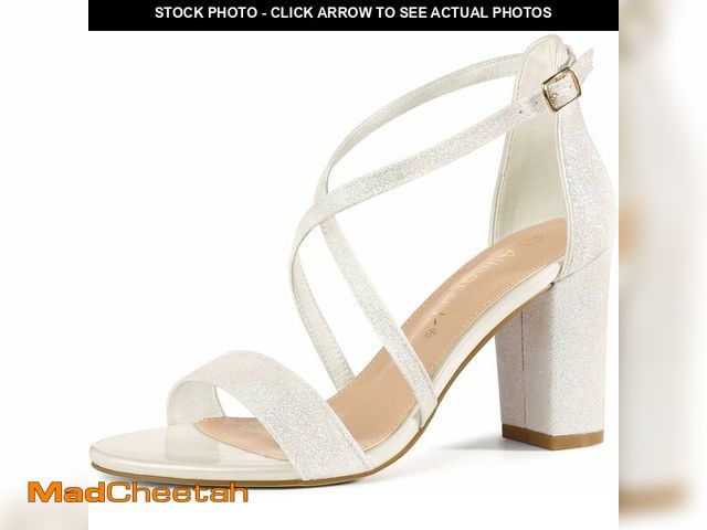 Lot 74-10896999 - Allegra K Women's Glitter Crisscross Strap Block Heels Rose White Sandals 8 M US - USED