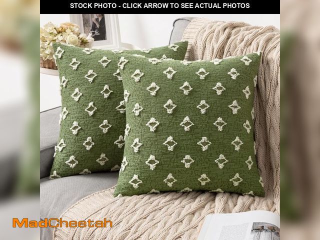 Lot 74-12439570 - MIULEE Set of 2 Decorative Throw Pillow Covers Rhombic Jacquard Pillowcase Soft Square Cushion Case ...