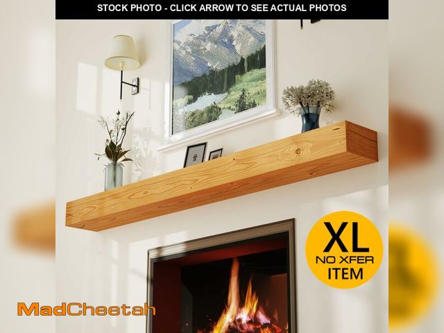 Lot 74-12571331 - BETELNUT Floating Fireplace Mantel Shelf 72 inch Rustic Solid Wood Mantels for Fireplace Natural Pin...