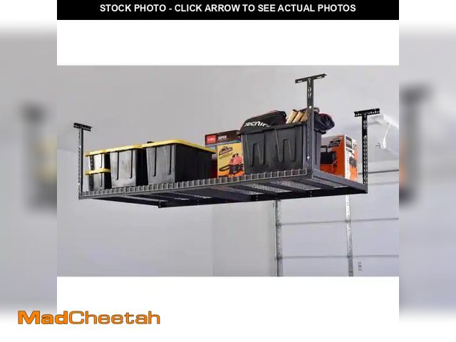 Lot 74-12496362 - Husky 42 In. H X 96 In. W X 32 In. D Adjustable Height Ceiling Mount Garage Rack - UNUSED