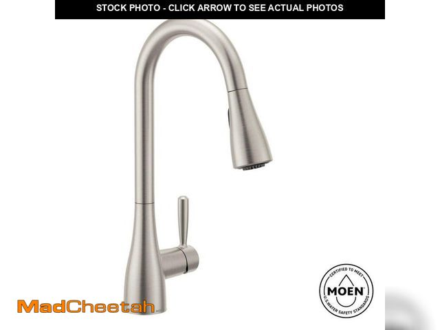 Lot 74-13062643 - MOEN Doherty Single Handle Pull-Down Sprayer Kitchen Faucet with Power Clean and Reflex in Spot Resi...