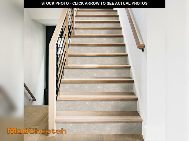 Lot 74-12436033 - Flortlias 15Pcs Leather Textured Vinyl Peel and Stick Stair Riser Decals, Self-Adhesive Staircase Ri...