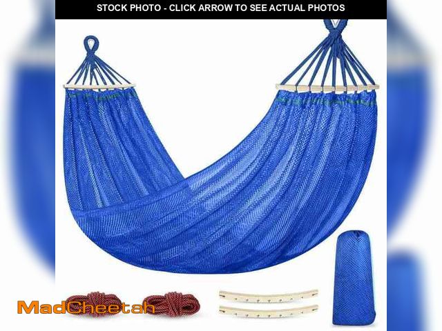 Lot 74-14344122 - Angel Sar 9.5 ft. Portable Breathable Mesh Nylon Hammock Bed with Balance Beam, Tree Ropes and Stora...