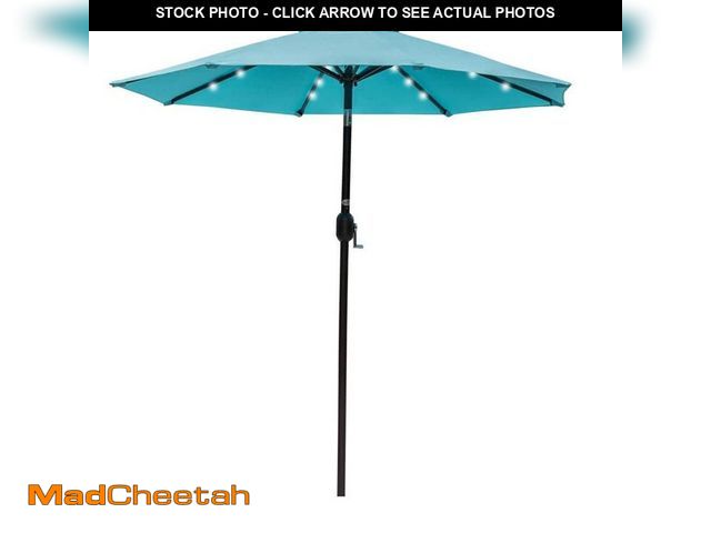 Lot 74-12558280 - AURA OUTDOOR 7-ft. solar-powered 24-LED illuminated terrace Patio Umbrella with crank and button til...