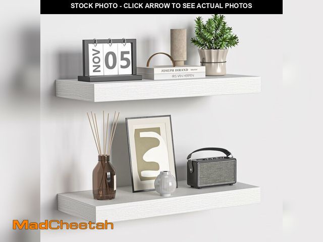 Lot 74-14297214 - Fun Memories Floating Shelves - 16 Inch Rustic White Wall Shelf - Wall Mounted Shelves for Wall Deco...
