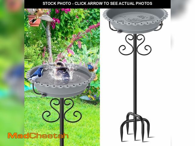Lot 74-14151120 - ODSNANIE Bird Bath for Outside,Vintage Freestanding Birdbath &amp; Birdfeeder, 40In Bird Baths Feede...