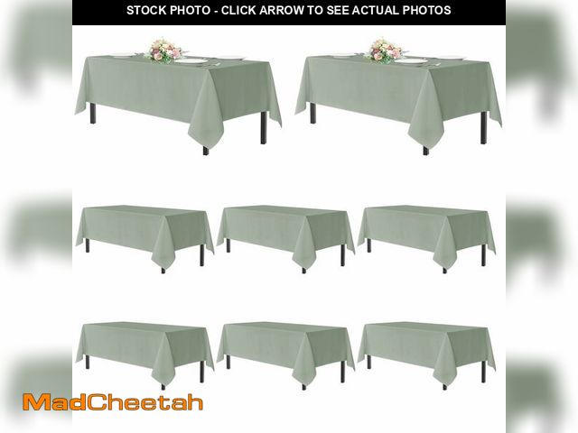 Lot 74-13954108 - sancua Sage Green Tablecloths for 8 Foot Rectangle Tables, 8 Pack - Washable Polyester Fabric Table ...