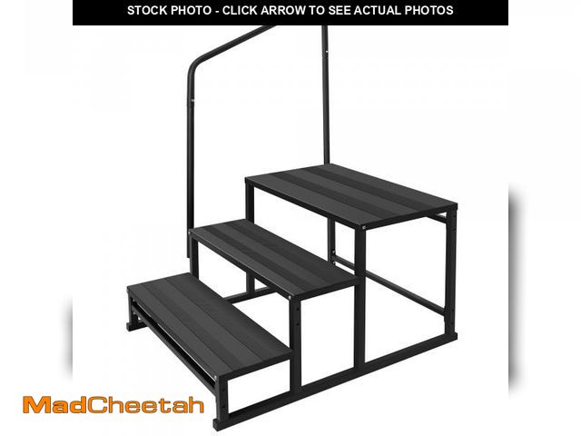 Lot 74-12521441 - RV Steps with Handrail for Both Sides, 3 Step Stool with Handle for Elderly w/Wide Platform &amp; An...