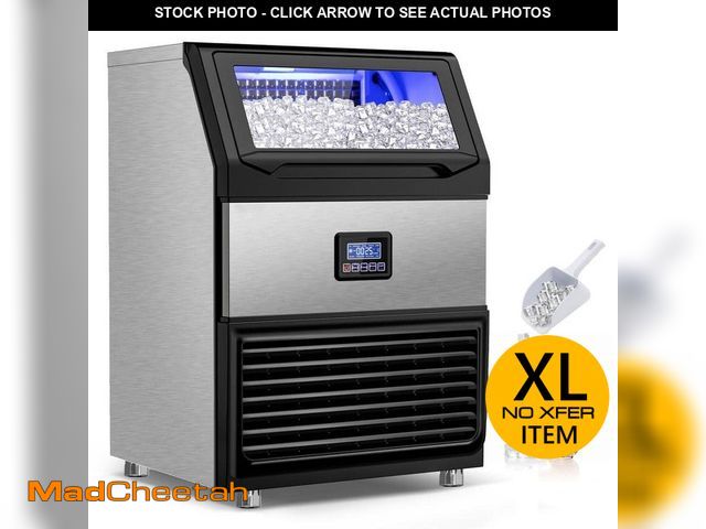 Lot 74-14306912 - Velivi Commercial Ice Maker 450 lb./24 H Freestanding Ice Maker Machine with 77 lb. Storage, Stainle...