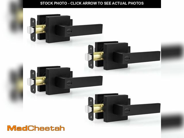 Lot 74-14380160 - Estmoon 4 Pack Black Door Handles - Interior Door Knobs with Lock for Bedrooms, Keyless Privacy Door...