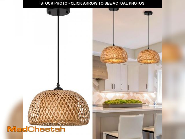 Lot 74-11548738 - DELIPOP Pendant Light, Rattan Pendant Light Boho Light Fixtures Ceiling Hanging, Bamboo Woven Wicker...