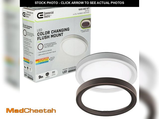 Lot 74-14410300 - Commercial Electric 9 in. White, Oil Rubbed Bronze Trims 800 Lumens LED Flush Mount Ceiling Light Fi...