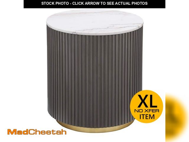 Lot 74-14115335 - Coaster Jason 22 in. White and Charcoal Round Marble Top End Table - UNUSED
