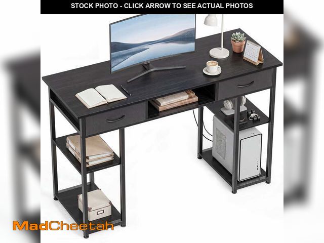 Lot 74-14355232 - (MISSING HARDWARE) edx 48 Inch Office Desk with 2 Drawers, Spacious Writing Desk with Storage Shelve...