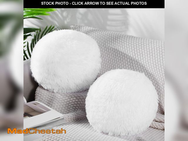 Lot 74-12972969 - Harrycle 2 Pieces Round Plush Ball Throw Pillow Soft Circle Decorative Spherical Fuzzy Pillows 10 In...