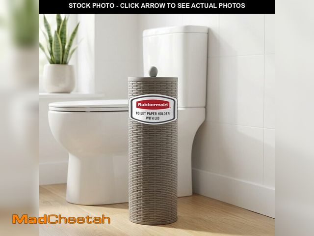 Lot 74-14582096 - Rubbermaid Toilet Paper Holder Stand with Lid, Holds 4 Regular or Mega-Sized Rolls, Freestanding, Ch...