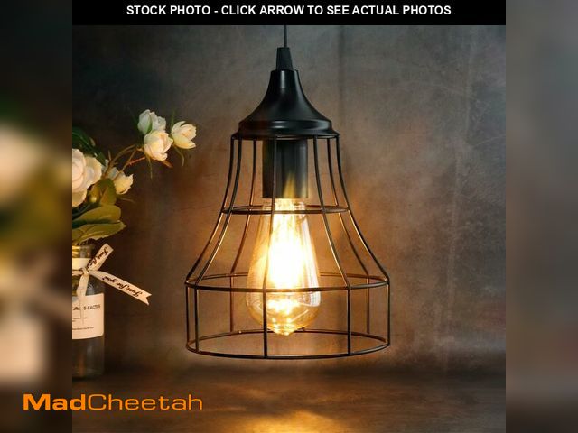 Lot 74-14268728 - JHY DESIGN Hanging Lamp Black Battery Powered Decorative Pendant Lamp Metal Cage Battery Lamp with 6...