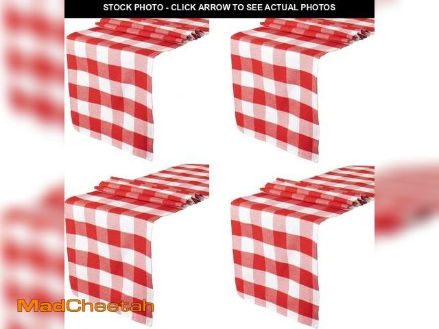 Lot 74-12331590 - ShinyBeauty 4 Packs Checkered Table Runners 108 Inches Long Red and White Table Runner Christmas Dec...