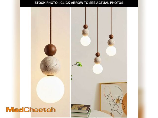 Lot 74-12715652 - OROILUPU Natural Yellow Travertine Pendant Light, 10.6" H Modern Wabi Sabi Pendant Light Fixture wit...