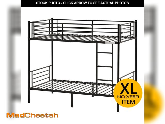 Lot 74-13776173 - (MISSING HARDWARE) Zimtown Upgrated Twin over Twin Bunk Bed, Metal Bed Frame with Flat Step Ladder, ...