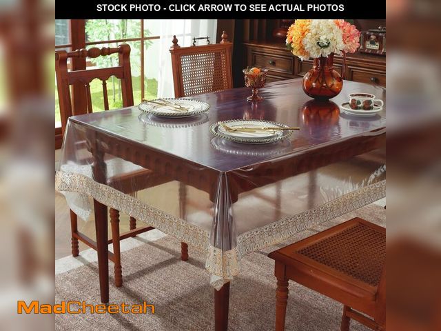Lot 74-12710626 - Clear Vinyl Tablecloth Protector,lace tablecloths Rectangular with Waterproof and Oil-Proof Design,W...